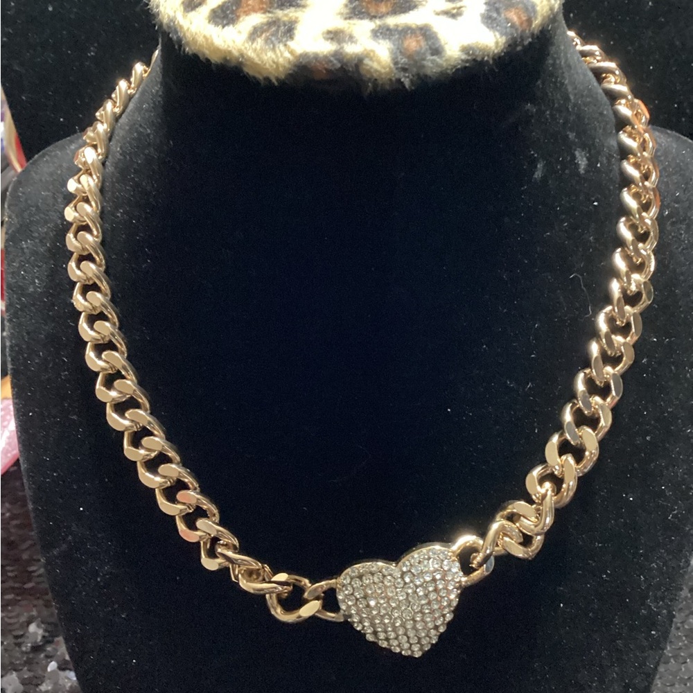 Sparkling Gold Heart Necklace